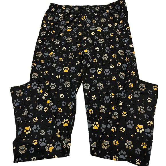 LEGGINGS DEPOT FULL LENGTH STRAIGHT LEG LEGGINGS, WOMENS-3XL-5XL-BLACK PAW PRINT - Picture 5 of 9